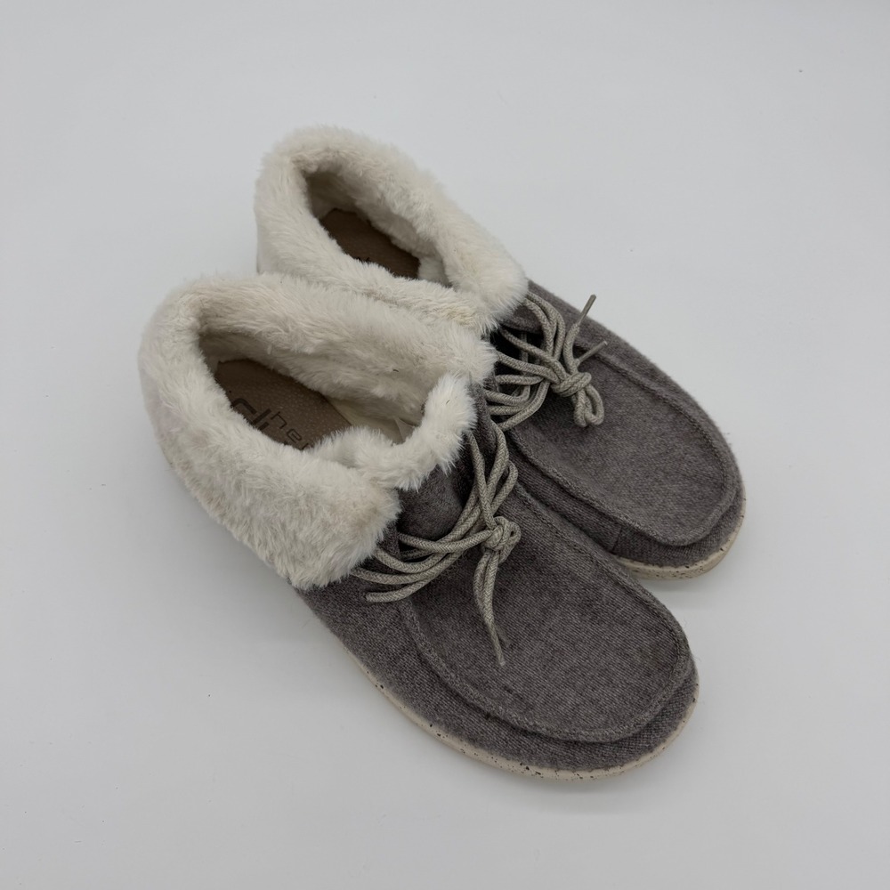 Hey Dude Britt Ankle Boots Women 10 Charcoal Grey Faux Fur Lined 121774000 - Picture 2 of 7